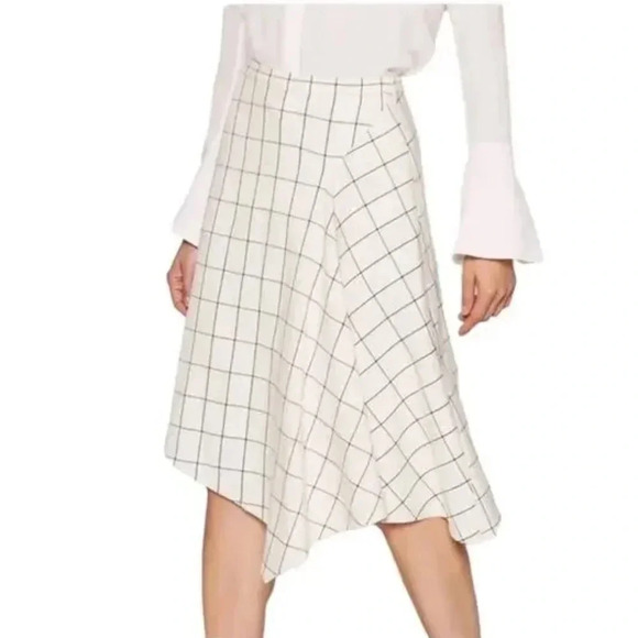 Joie "Othelia Asymmetrical Grid Print Midi Skirt (NWT) - Picture 1 of 6